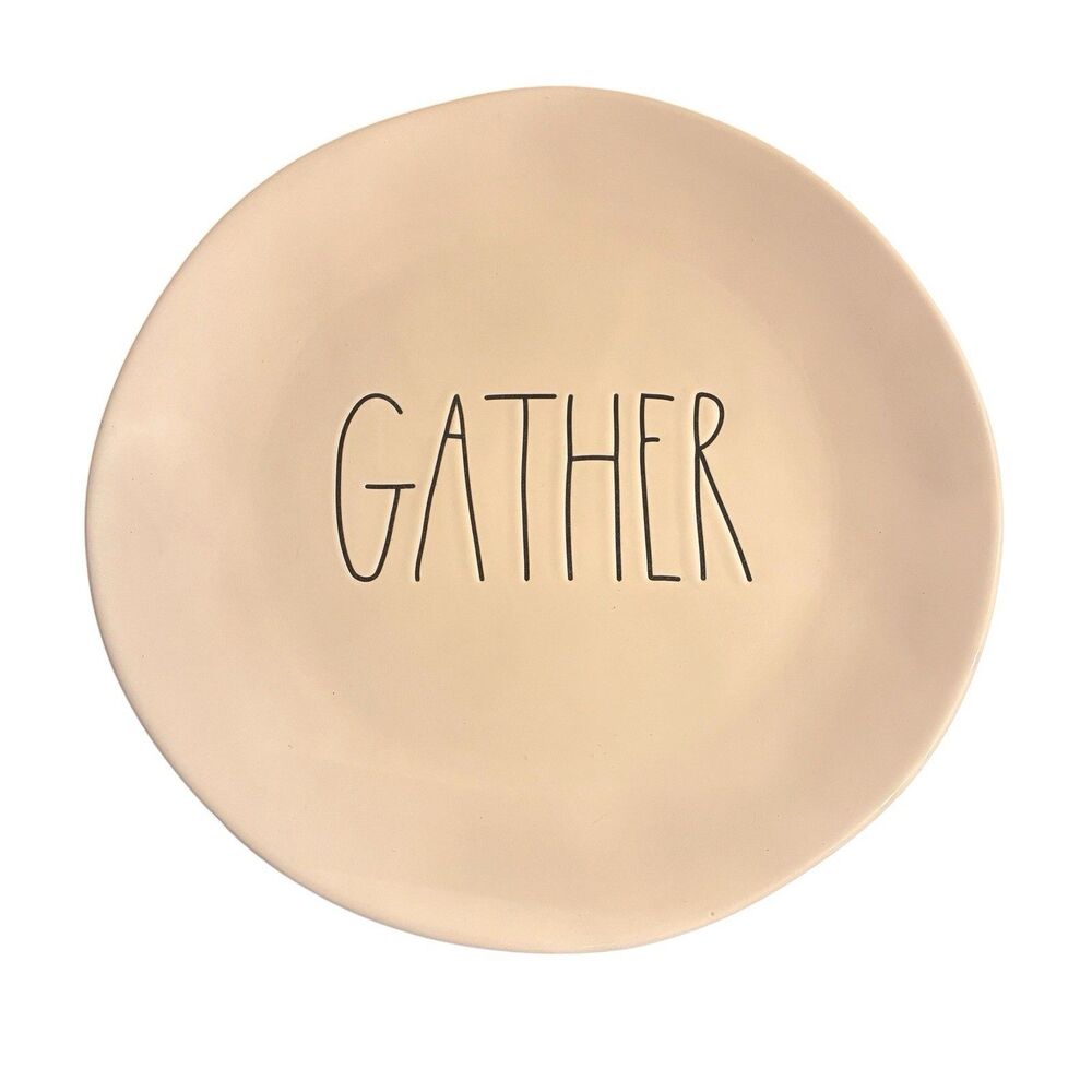 Rae Dunn Artisan Collection Magenta White Platter With GATHER on It. Farmhouse